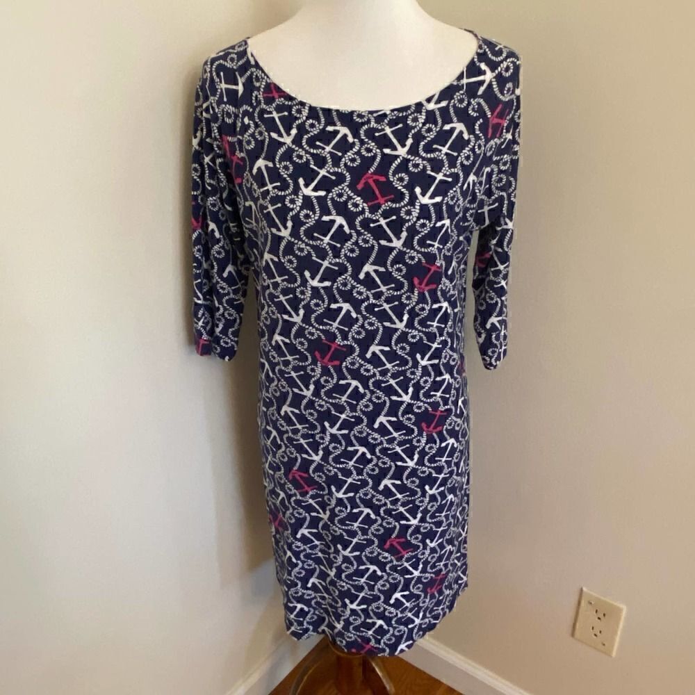 Lilly Pulitzer Cassie Anchors Ahoy There Dress Bright Navy Small